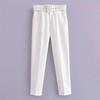 European & American Slim-Fit Straight-Leg Nine-Point Pants with Elastic Waistband