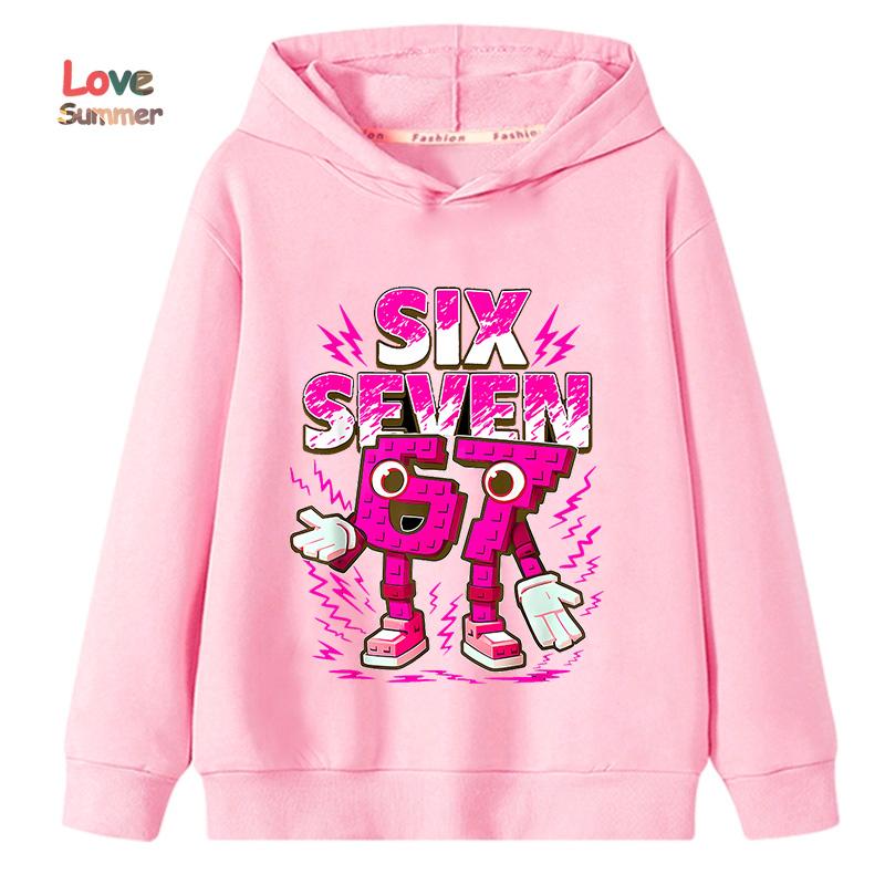 67 Six Seven Italienischer Hirnfraß Hoodie Lustiger Grafik-Pullover Mädchen Jungen Fleece Warm Kinder Herbst-Hoodie Lässiges Unisex Sweatshirt