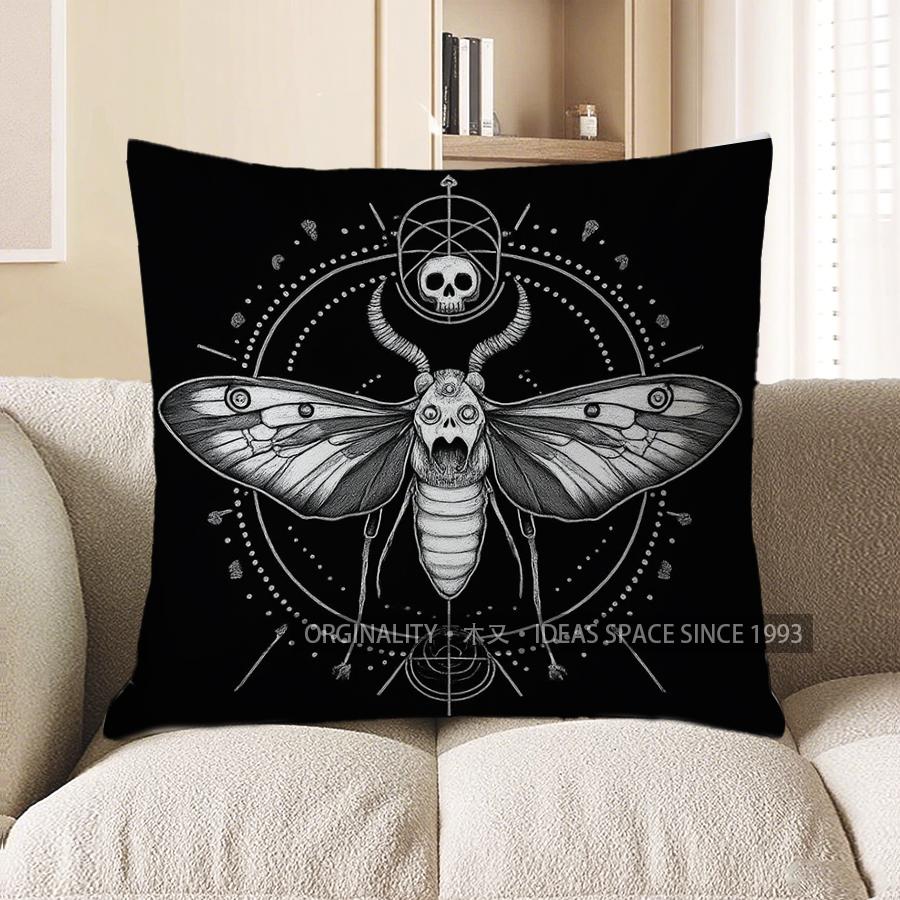 Home Decor Skull-Moth Geometric Pattern Throw Pillow Pattern Cushion Cover Suitable For Sofa Bedroom Car Pillow Cover