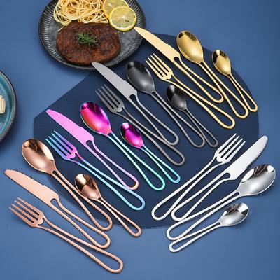 4Pcs/1Set Novelty Dinnerware Tableware Set 304 Stainless Steel Reusable Travel Cutlery Spoon Fork Knife Camping Utensils