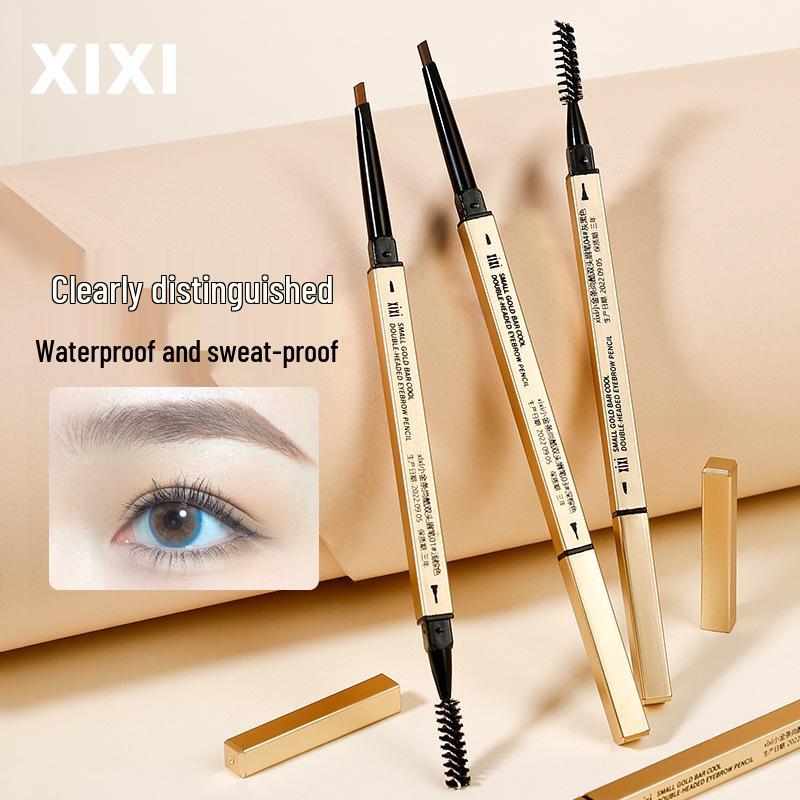 Makeup Xixi Golden Chopsticks Double-Ended Eyebrow Pencil - Ultra-fine Triangle, Waterproof & Smudge-Proof for Natural Brows