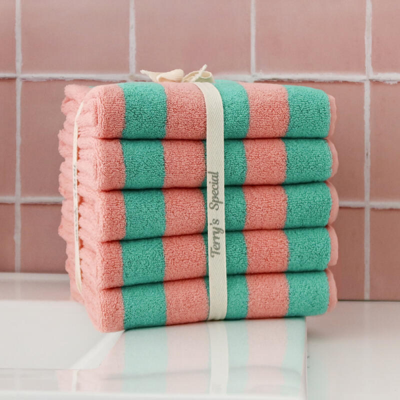 200g awning/pop awning striped hotel towels (5 sheets) Pop Awning Stripe Blue & Tangerine