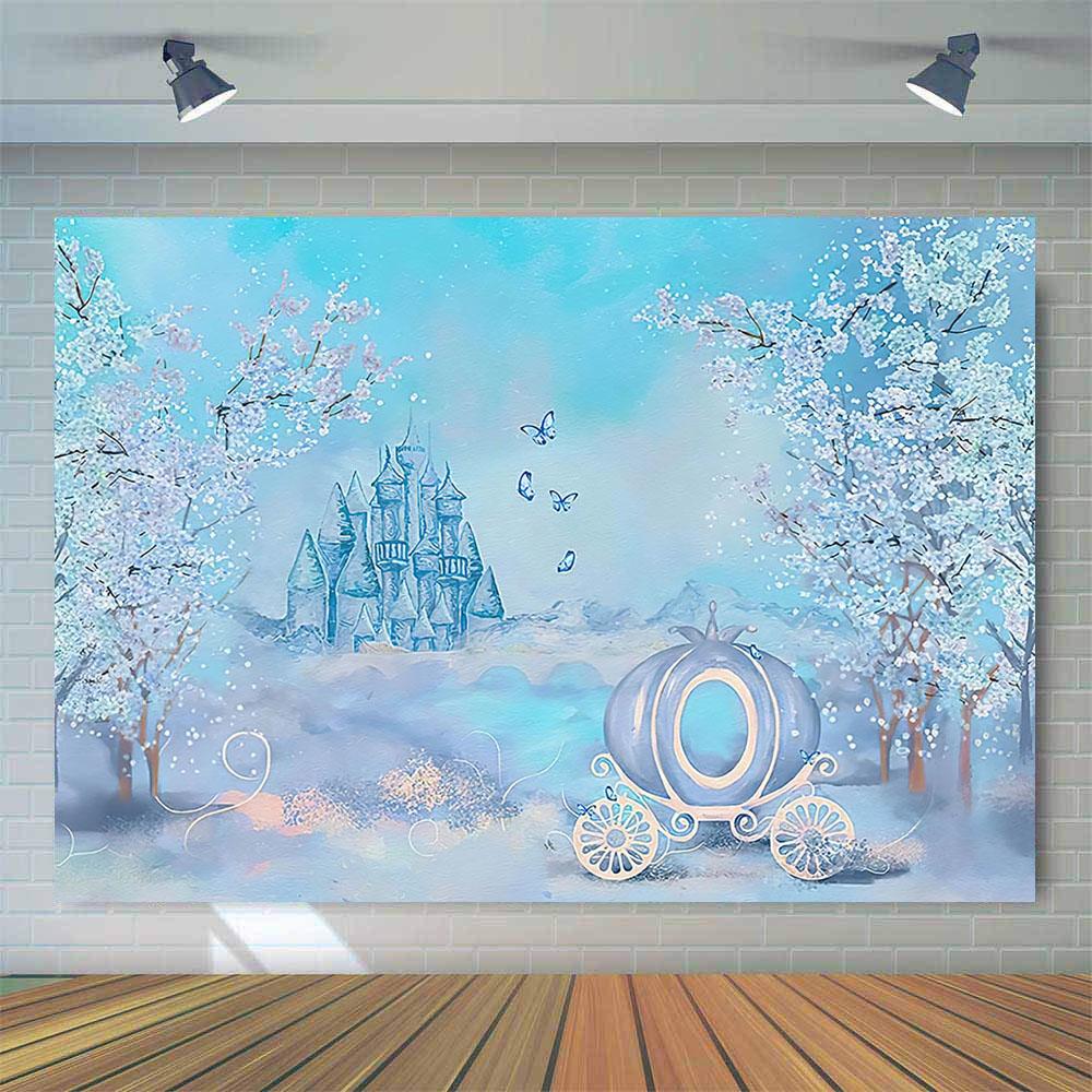 Dreamy Carriage Backdrop Fairy Tale Castle Birthday Photo Background Props Newborn Children Cake Smash Baby Shower Party Decor