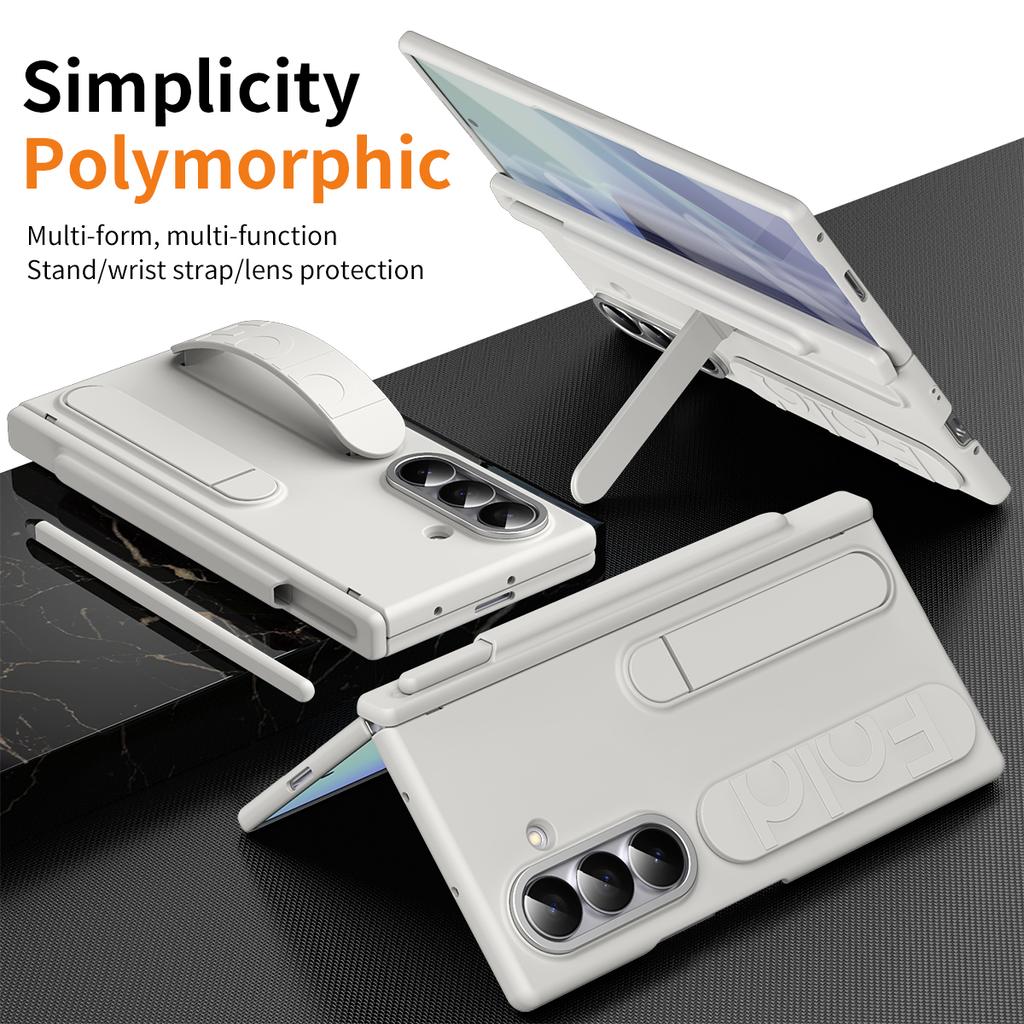 Pour Samsung Galaxy Z Fold6 5G Coque Béquille Dragonne PC Dur Housse de Téléphone avec Fente pour Stylet