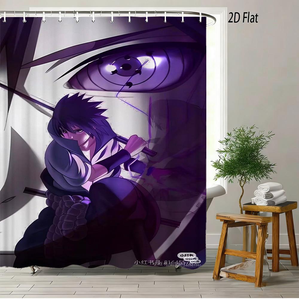 2D Flat Naruto Anime Madara Uchiha Perfect Susanoo Sword Print Waterproof Shower Curtain For Bathroom Decor