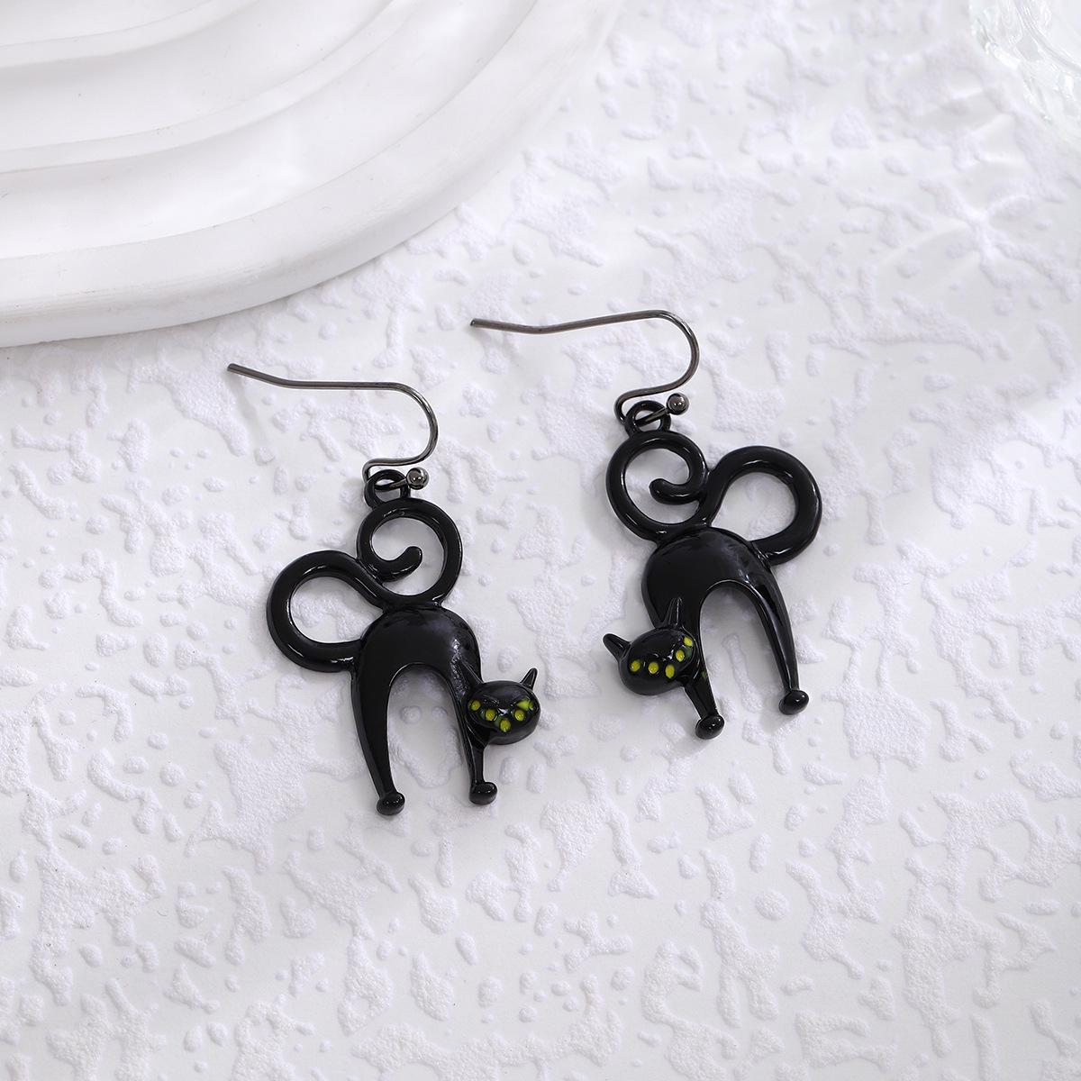 Cross-Border Personality Halloween Spider and Cat Tassel Earrings