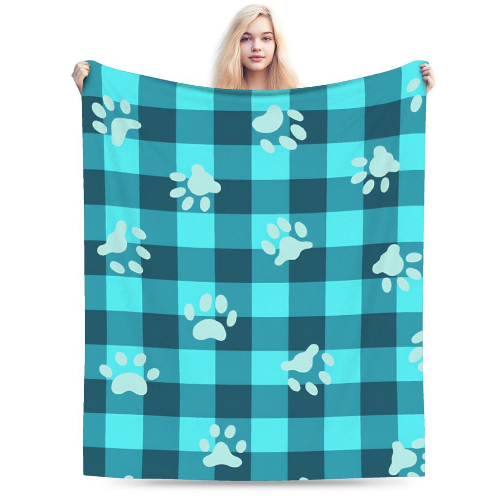 Dog Paw Print and Bone Blanket Quality Soft Warm Throw Blanket Winter Children Home Decor Pattern Bedspread