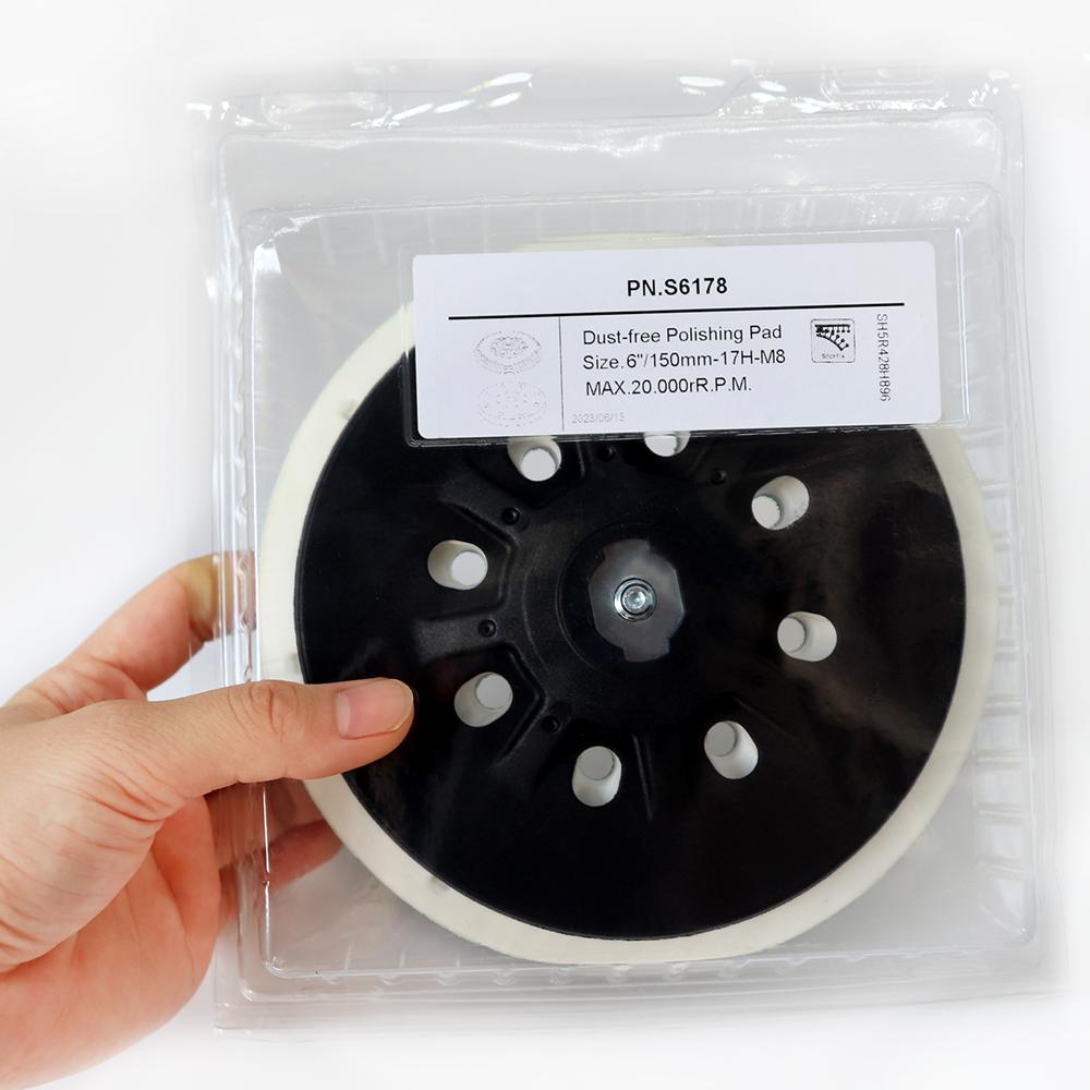 1PC 6 Inch 17/48-Hole Dust-Free M8 and 5/16-24" Thread Back-up Sanding Pad for FESTOOL Random Orbit Sander Replace 202458/498987