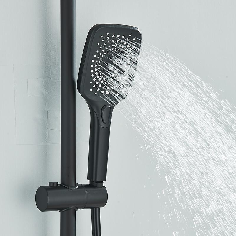 Black Piano Style Shower Set Intelligent Brass Bathroom Faucets Hot Cold Waterfall Tap Rainfall Shower System