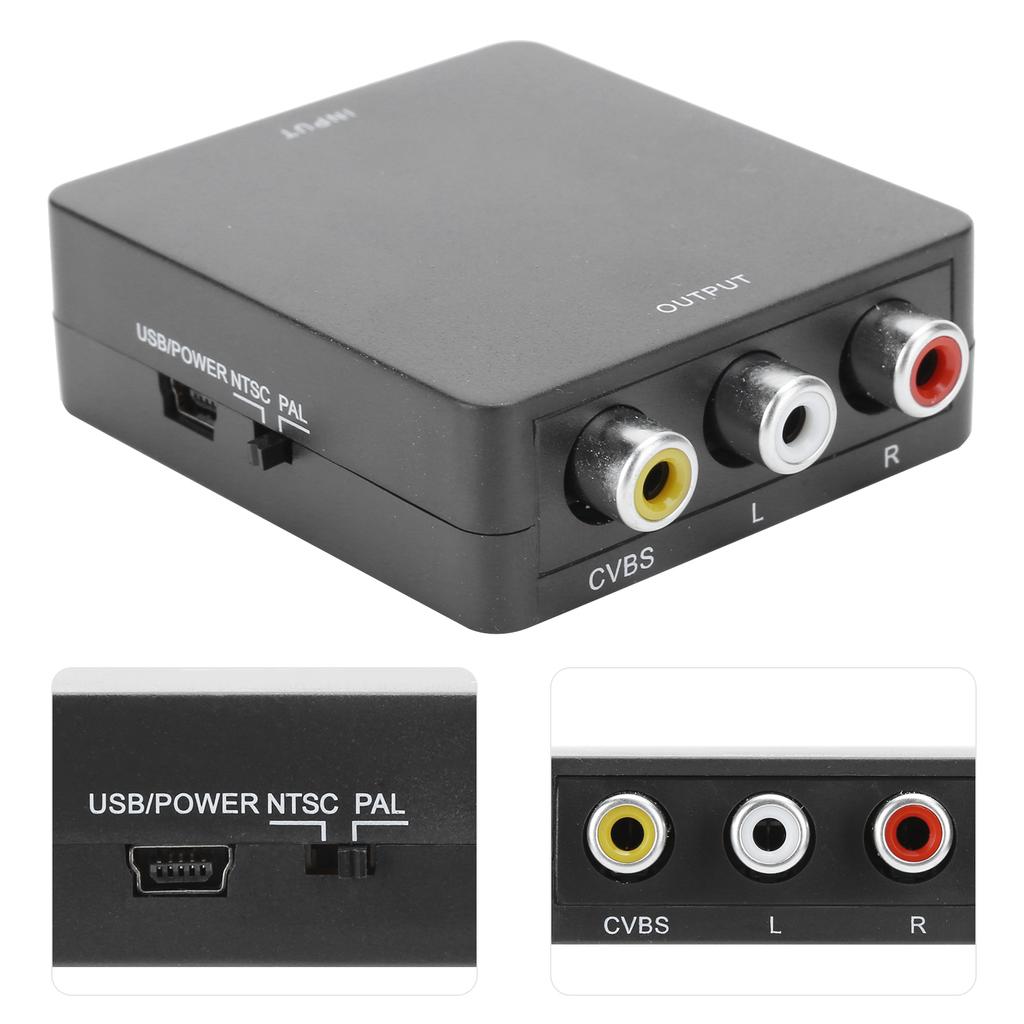Mini HDMI to AV Converter Box Video RCA AV CVSB L   R 1080P HDMI2AV Adapter HDTVBlack