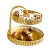 Double Layer Pastry Tray Decorative Copper Gold Biscuits Dessert Display Plate for Wedding