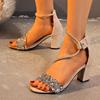 High Heels Women Sandals Crystal Elegant Chunky Woman Shoes 2025 Trend Open Toe Sandals New Summer Sandalias De Mujer