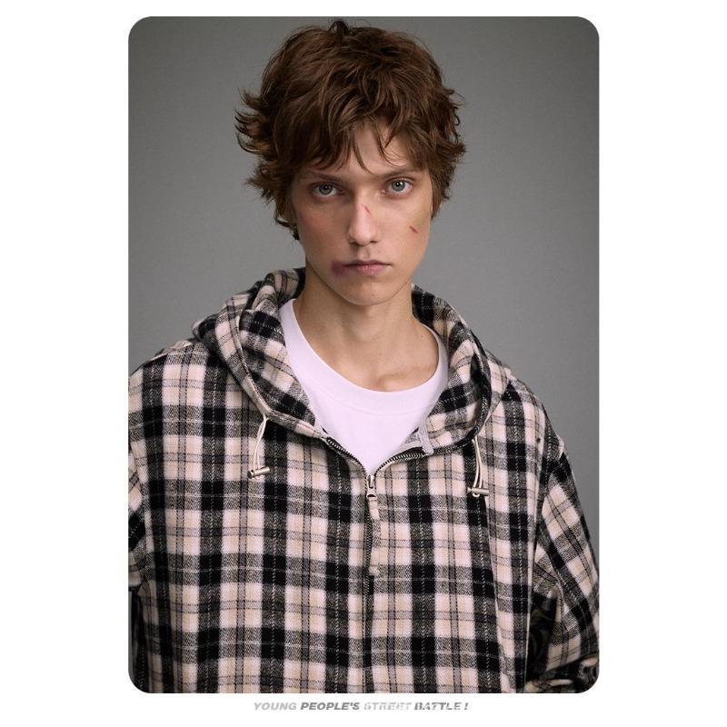 Giacca con cappuccio a quadri retrò da uomo CATTEE - Moda casual primaverile