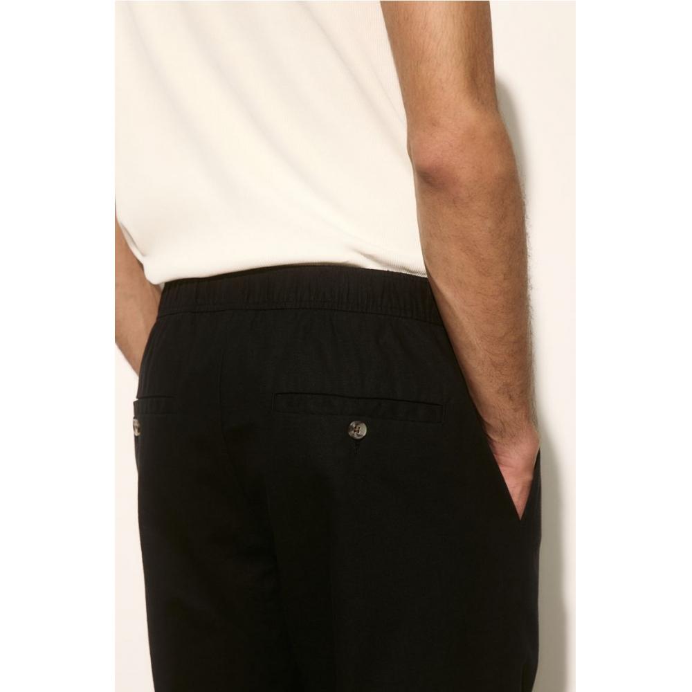 H M Regular Fit Linen Blend Pants Black