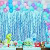 Fashion Tinsel Foil Fringe Curtains Wavy Teal Blue Tinsel Backdrop  Under The Sea Party