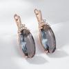 Grey Big Oval Drop Dangle Earrings For Women  Rose Gold Color With Natural Zircon High Quality Daily Fine Jewelry