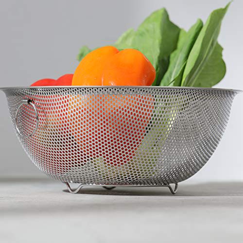 PEARL METAL Punching Bowl Strainer Set of 3, 15cm / 18cm / 21cm, with Feet, Stainless Steel, AZ-5566, Silver