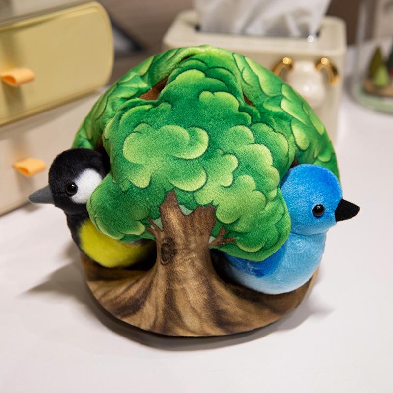 Cute Simulation Bird Tree House Doll Plush Toy Doll Sparrow Nest Doll Home Living Room Ornament