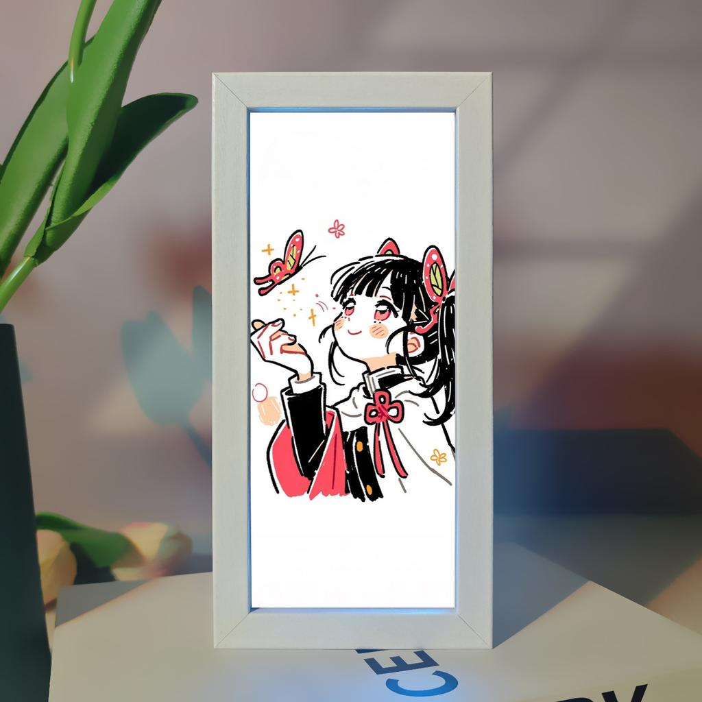Demon Slayer Picture Frame Night Light Bedside Table Decor Nezuko Anime Peripheral Figures Ornaments Cartoon Lamp Birthday Gifts