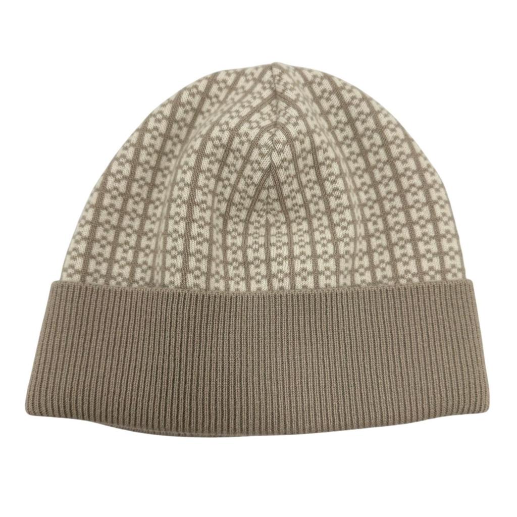 Excellent HERMES Knit cap H logo design beige cashmere Women M Used