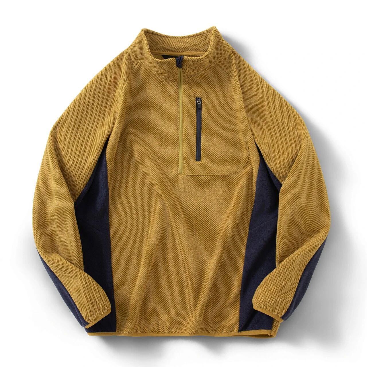 

Men s Winter Half-Zip Honeycomb Fleece Hoodie - Warm, Trendy, Versatile Stand Collar Sweatshirt M [Height 100-125 cm] жовтий/імбирний