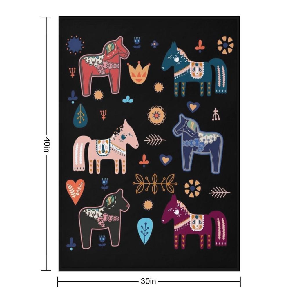 Dala Horses Christmas Dala Horse Throw Blanket Multi-Purpose Moving anime Sofa Quilt Blankets
