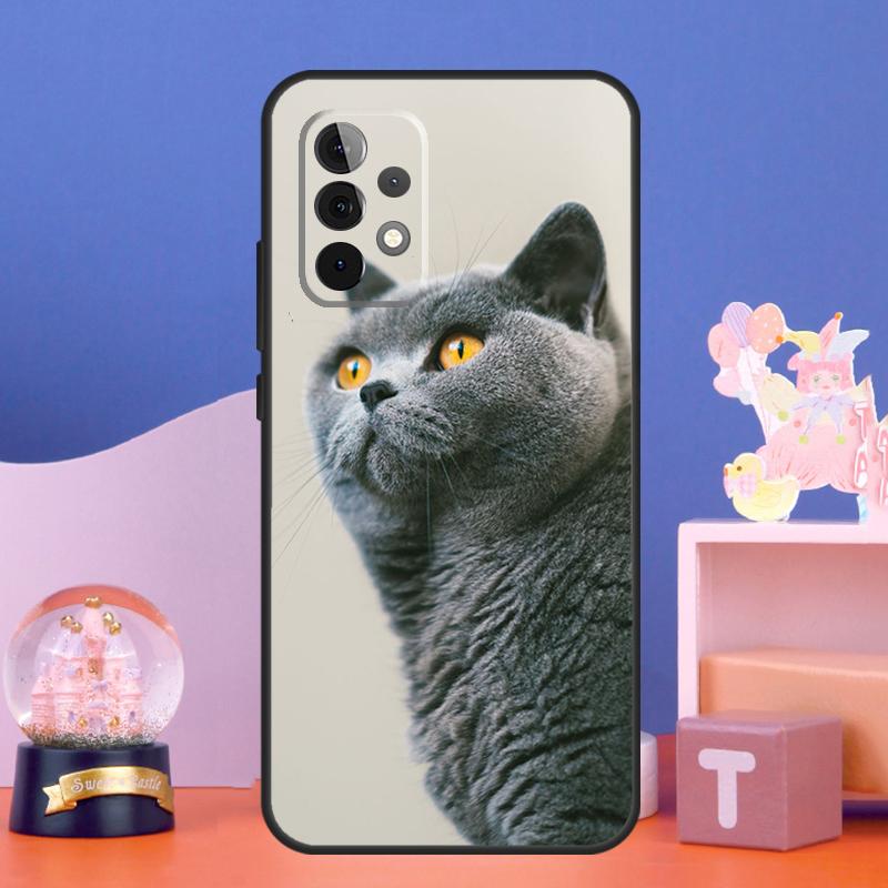 Custodia per Gatto British Shorthair per Samsung Galaxy A55 A16 A26 A36 A56 A54 A34 A14 A15 A35 A52 A12 A32 A13 A33 A53 A17