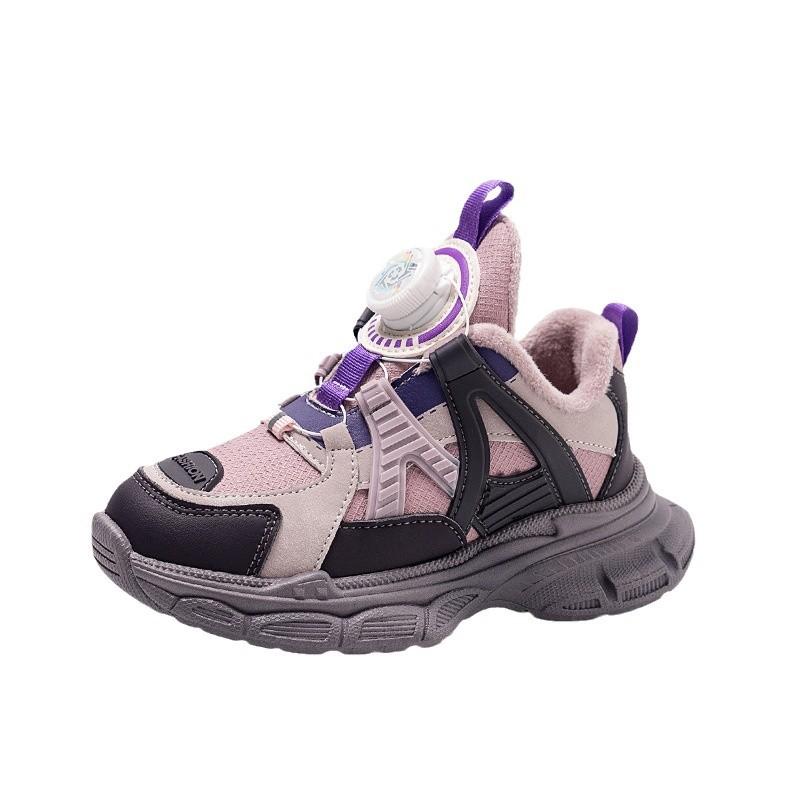 Girls Mesh Sneakers 2025 Autumn New Rotating Button Thick-soled Breathable Children's Korean Version Casual Dad Shoes