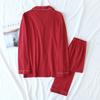New Spring and Autumn Couple Knit Pajamas, Long-sleeved Trousers, Two-piece 100% Cotton Red Men's and Women's Home Service Suit