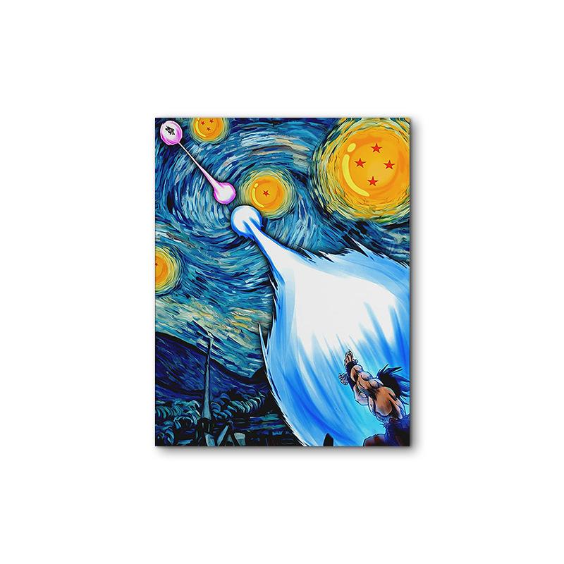 Cartoon  Children's Room Frameless Decorative Painting Van Gogh Starry Sky Canvas Hanging Core Wall Hanging Painting