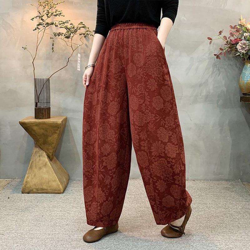 Trendy High-Waisted Wide-Leg Harem Pants for Middle-Aged & Elderly Women - Retro, Loose, Elastic & Flattering Fit