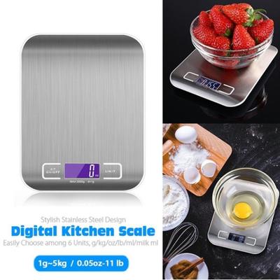 1g-5kg Digital Kitchen Scale, Electronic Stainless Steel Food Scales, Weight Balance, Household Measuring Tools, G/lb/oz/ml Cooking Bake Tools