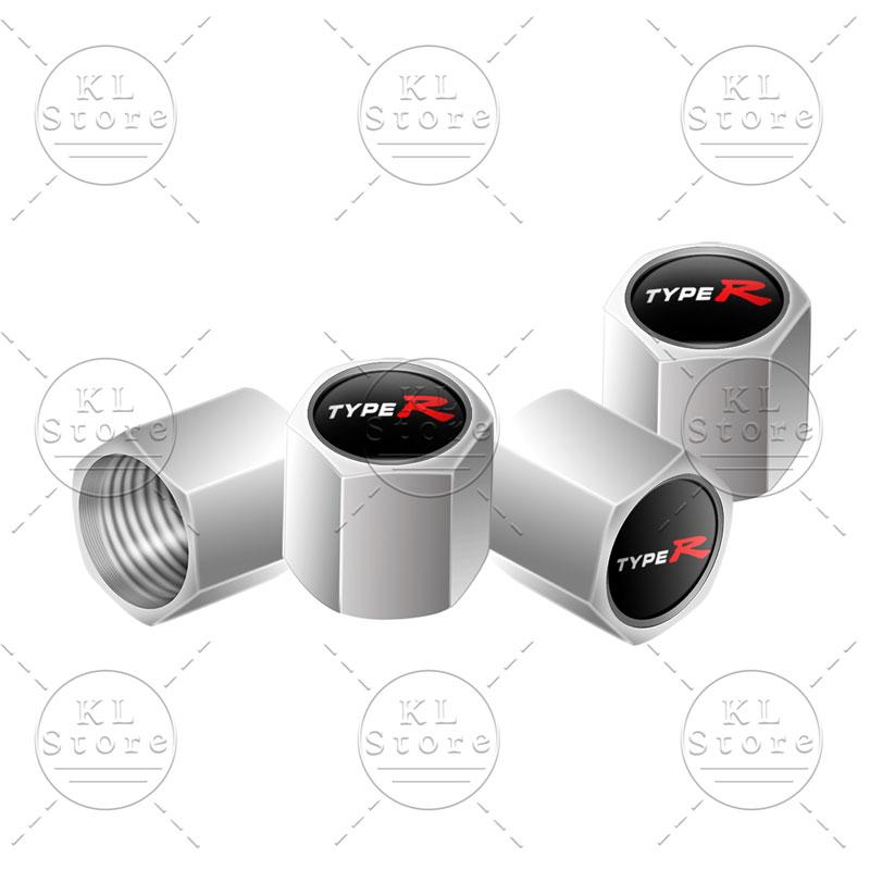 Car Decor 4Pcs Type R Typer Logo Car Wheel Tire Valve Caps Stem Caps Dust Proof Covers For Honda Odyssey Accord Civic CRV Jazz
