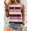 Summer Simple Striped 3D Print Tank Tops Women Fashion Streetwear Oversized O-Neck Vest Off Shoulder Sleeveless Woman Camisole