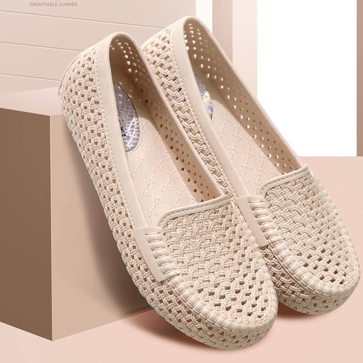 Summer Women Hollow Out Loafers Woven Breathable Slip On Flat Casual Daily Office Commute Walking Shoes