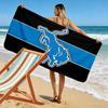 Blue Lion Emblem with Black Stripe Background Patterned beach towel quick dry perfect for travel outdoor sports jogging the beach and swimming