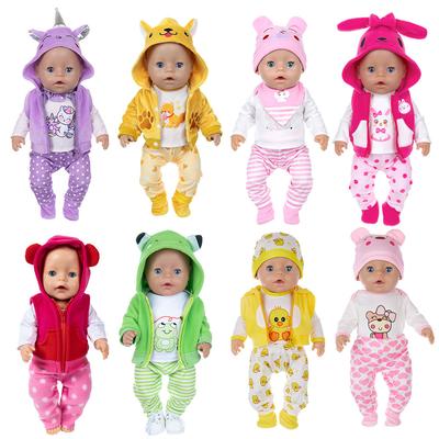 Fashion Cartoon Suit Wear For 17Inch 43cm Reborn Baby Doll, 18inch 45cm American Girl Doll Clothes and Accessories