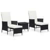 vidaXL 3-part. Garden Lounge Set with Cushions Poly-Rattan Black