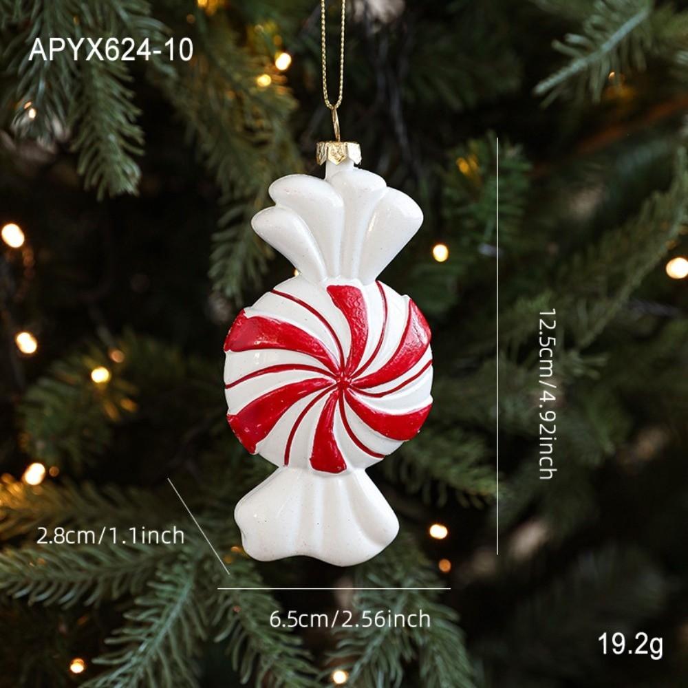 Red White Painted Christmas Ornaments Plastic DIY Christmas Tree Pendant Christmas Tree Hanging Ornaments