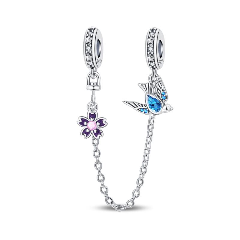 Copper Clasp Copper Cz Pave Clip Charms Daisy Beads Stopper Safety Chain Fit Original Bangle Bracelet Jewelry Clip