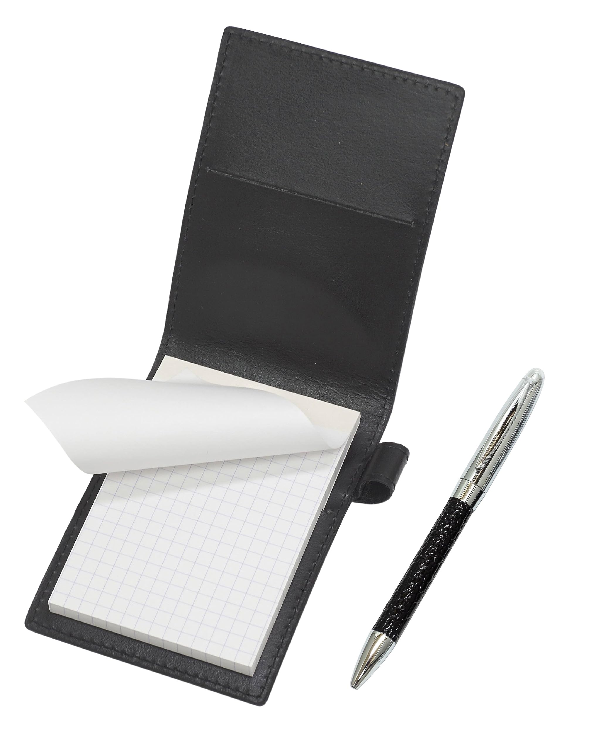 

Genuine Leather Rotating Ballpoint Pen with Recycled Cowhide Leather Mini Notebook Cover Set Director s (Black) T23-LS022P-B-PD03-B чёрный