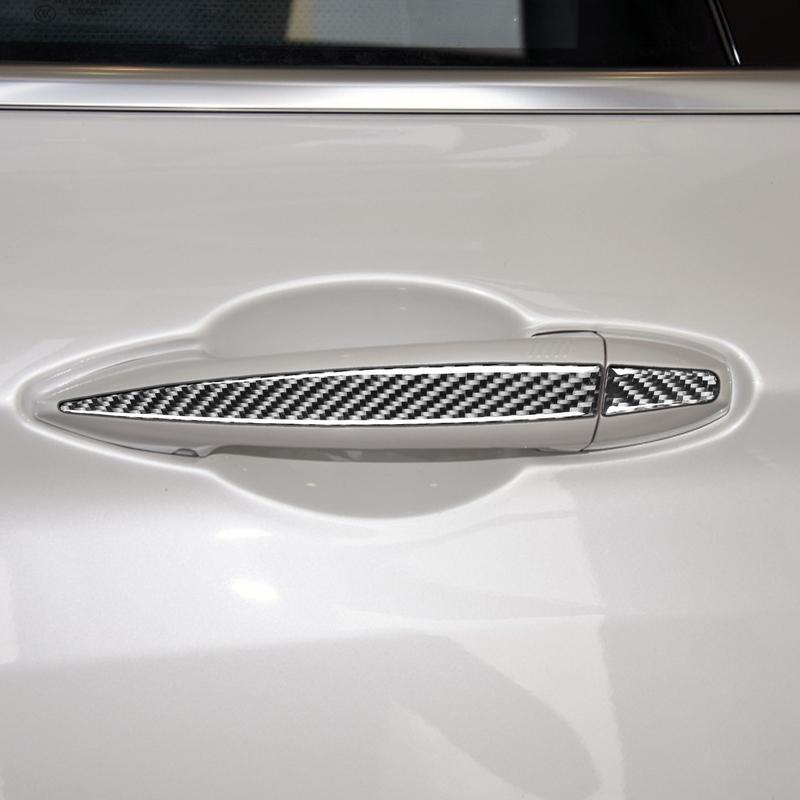 Real Carbon Fiber Car Accessories Door Handle Strip Decorative Trim Cover Soft Sticker For BMW X5 F15 2014-2018 X6 F16 2015-