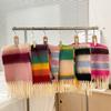 New Rainbow Winter Thickened Warm Scarf For Children Girls Student New Patchwork Color Tassel Scarves Soft Shawl Wrap Shawls
