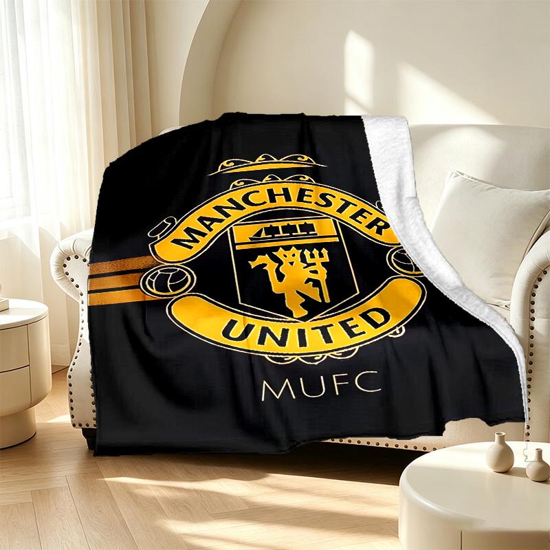 Football United F.C Pattern Blanket for Home Decoration, Bed, Sofa, Car Travel, Camping, Suitable for All Seasons, Birthday Christmas Gift