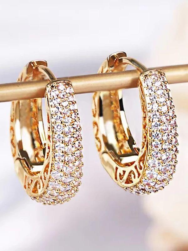 Hollow gold women's circular earrings, luxurious and fashionable women's circular earrings, Zircon accessories