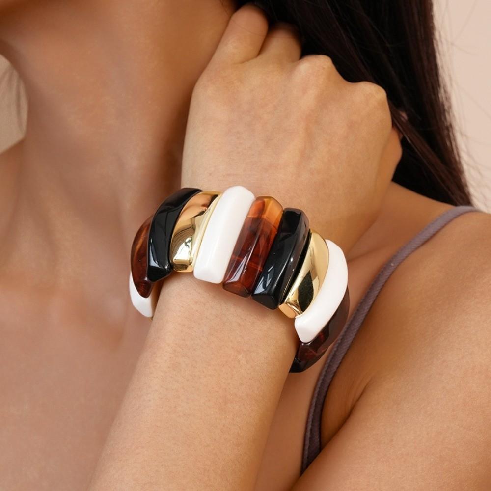 Pulsera Acrílica Geométrica Ancha Ancha Pulseras Gruesas Temperamento Pulsera Exagerada Niñas