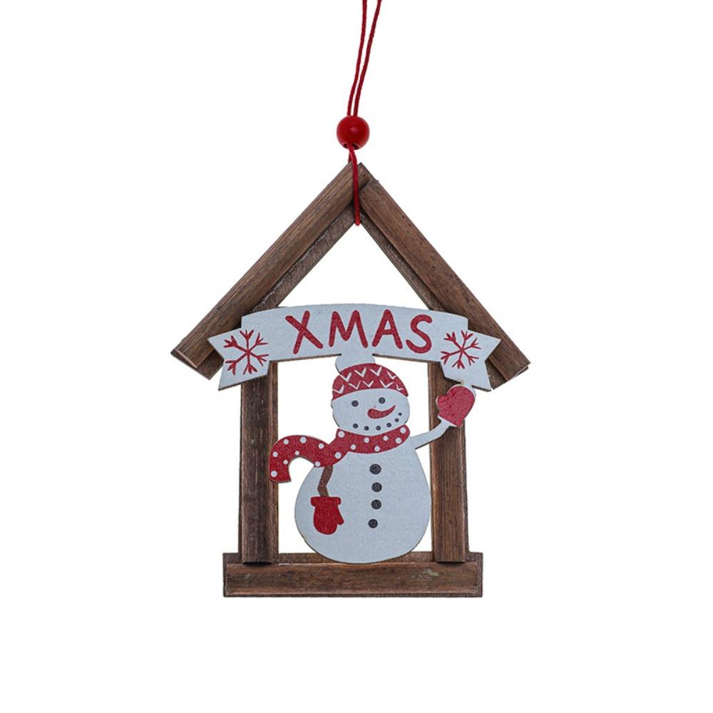 

Hangging Christmas Wooden Pendant Log Cabin Christmas Tree Decorations Home Decoration Style B
