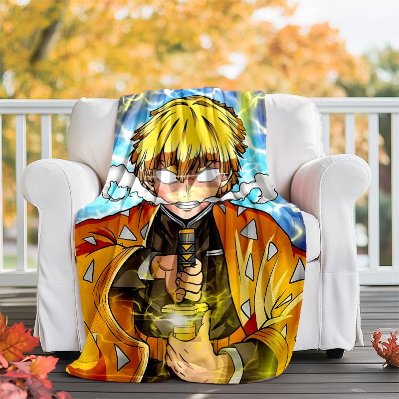 1pc Agatsuma Zenitsu (4) Theme Blanket - Digital Print, Polyester, Cozy for All Seasons, Perfect for Outdoor, and Travel