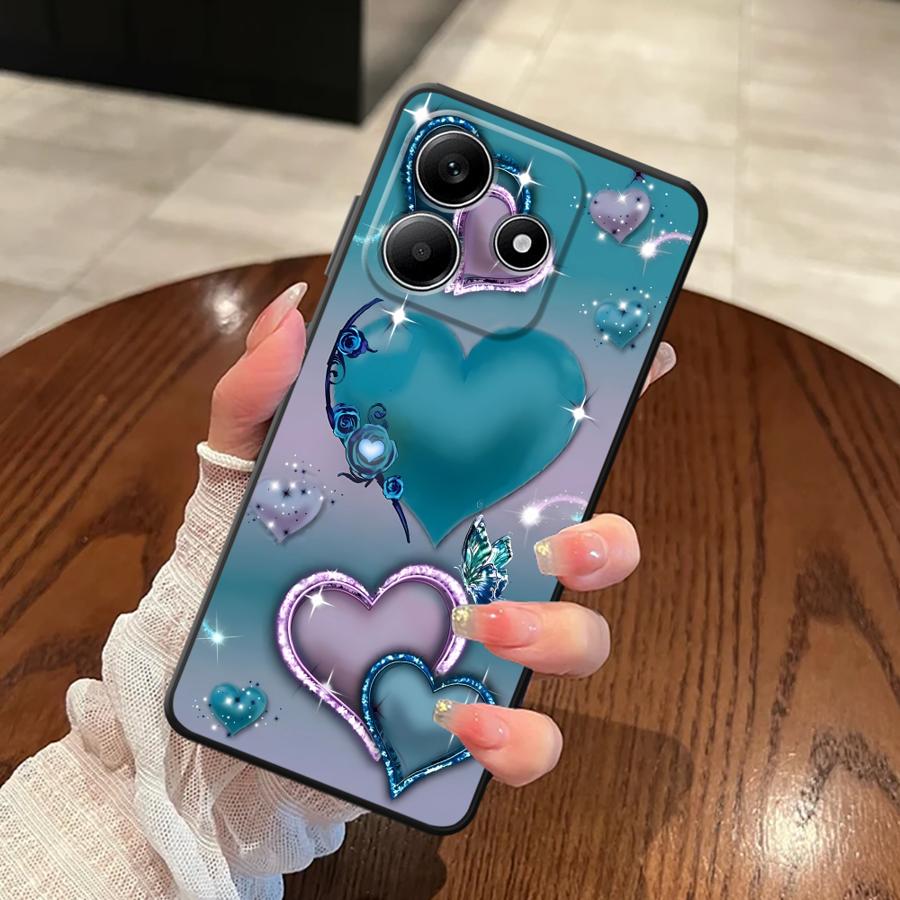 Herzförmiges Design Hülle für Xiaomi Redmi Note 7 8 9S 10S 11s 9 10 11 12 Pro 12s 13 14 Pro Plus Schwarze Weiche Handyhülle