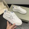 Flat baseplate shoes women's 2025 spring new single shoes breathable fashion versatile sports and leisure shoes leather white shoes